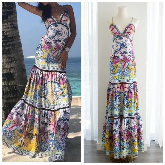 Roberto Cavalli Vintage 2000s Multicolor Nausicaa Printed Maxi Dress